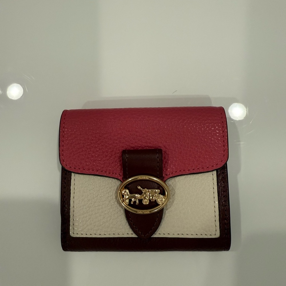 Coach Pink and Cream Wallet with Gold Accent